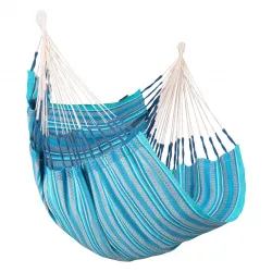 LA SIESTA Cumbia Organic Hængestol Comfort Size i økologisk bomuld - Azure - Hængekøje LA SIESTA Cumbia Organic Hængestol Comfort Size i økologisk bomuld - Azure - Hængekøje