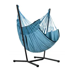 LA SIESTA [fiu18-z3] Fiji Organic (blue Zebra, Comfort, Anthracite) - Hængekøje